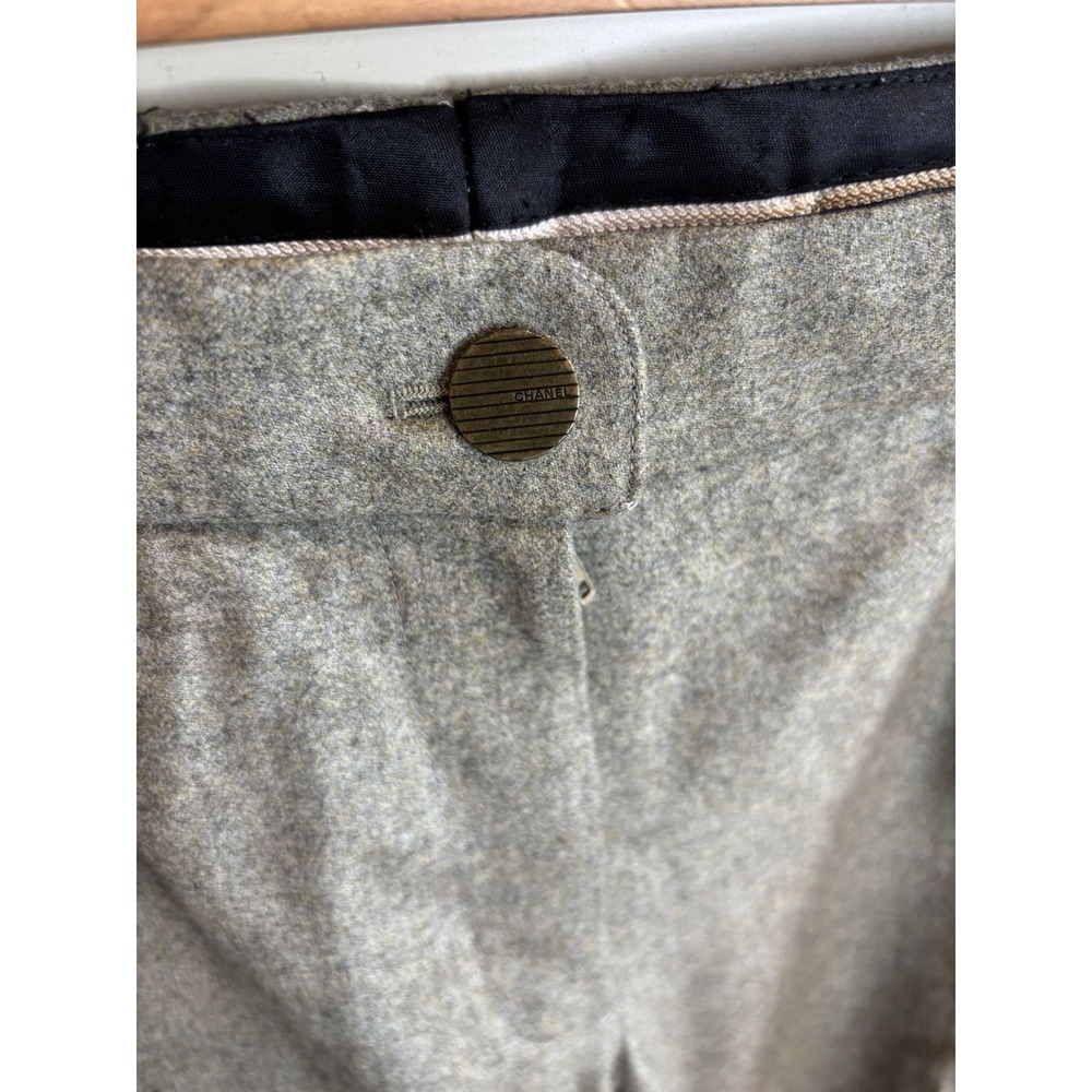 Chanel Vintage 1999 Autumn Collection Beige Wool Cashmere Pants Size 42 Workwear - Picture 2 of 8